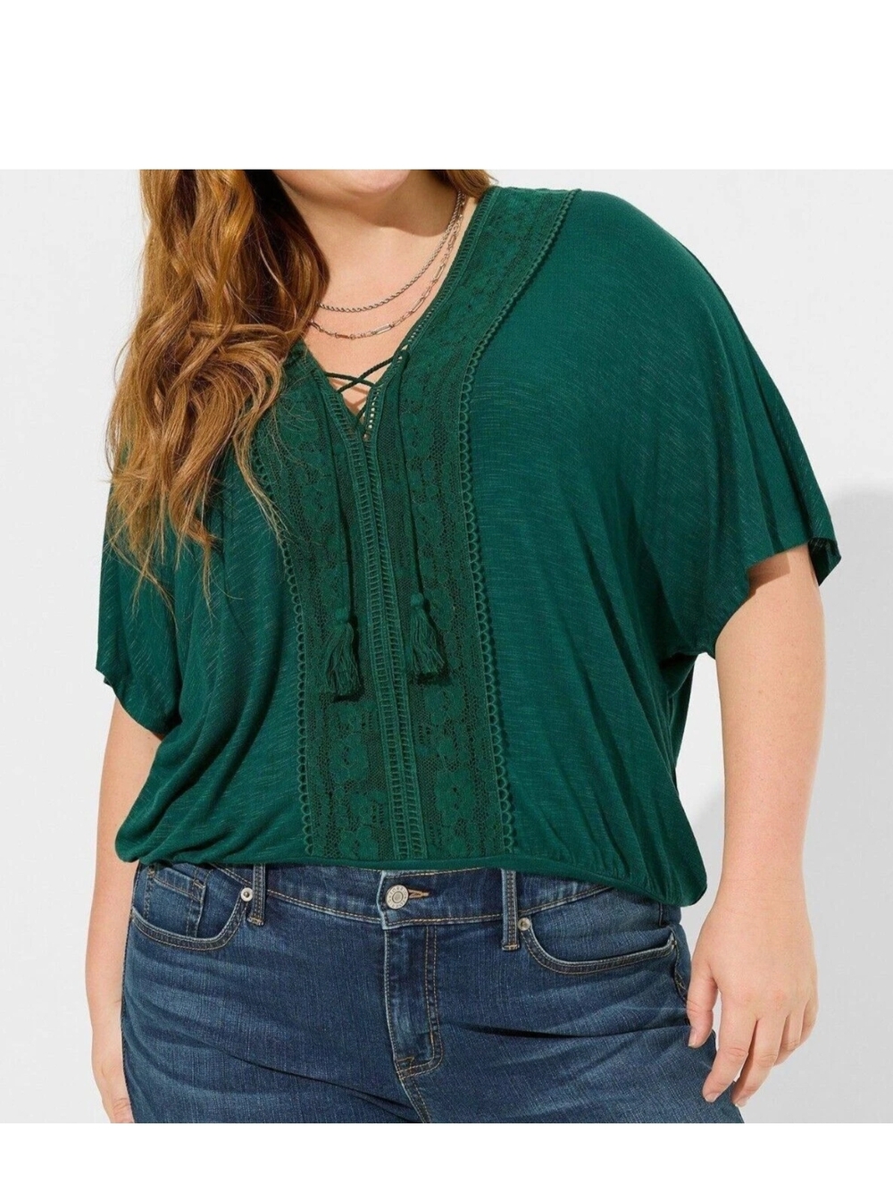 TORRID JERSEY V NECK DOLMAN TOP - NWT BOTANICAL GARDEN